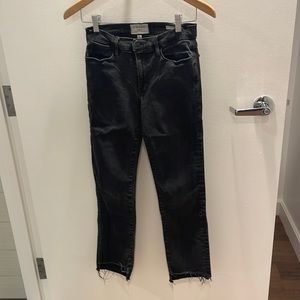 Frame Black / Dark Grey Straight Jeans with Frayed Hem